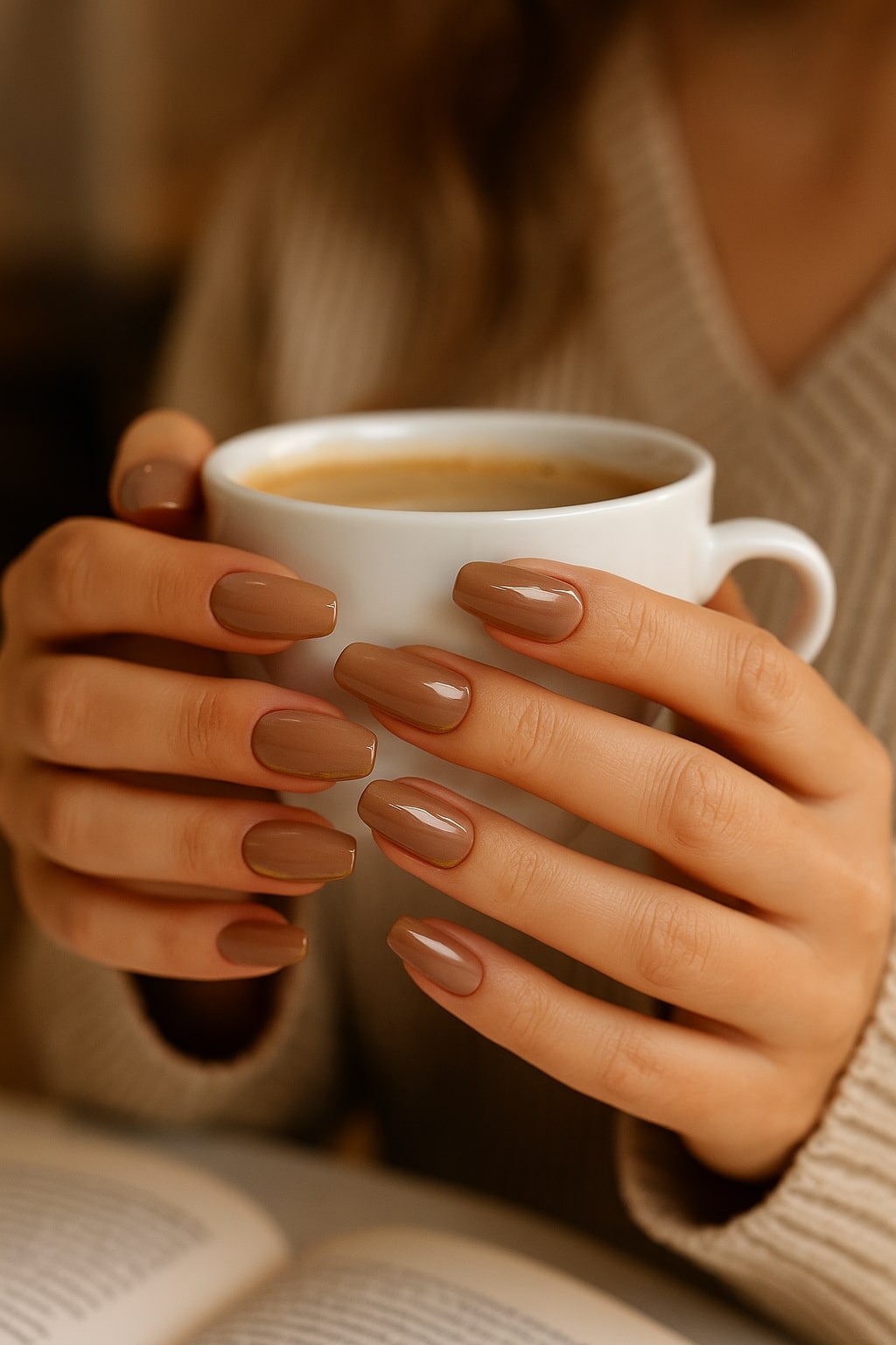 Nude & Gold Press-On Nails – Elegant Glossy Finish