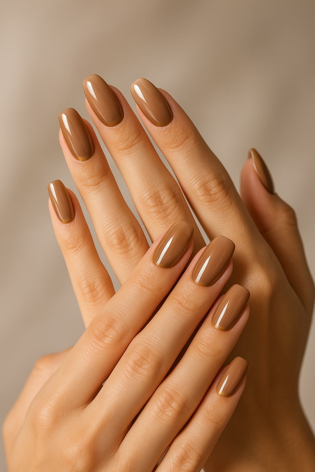 Nude & Gold Press-On Nails – Elegant Glossy Finish