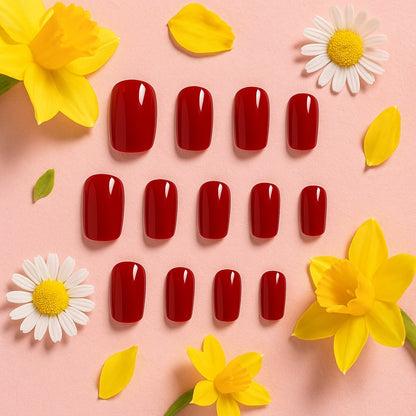 Classic Red Press-On Nails – Glossy Salon-Perfect Finish