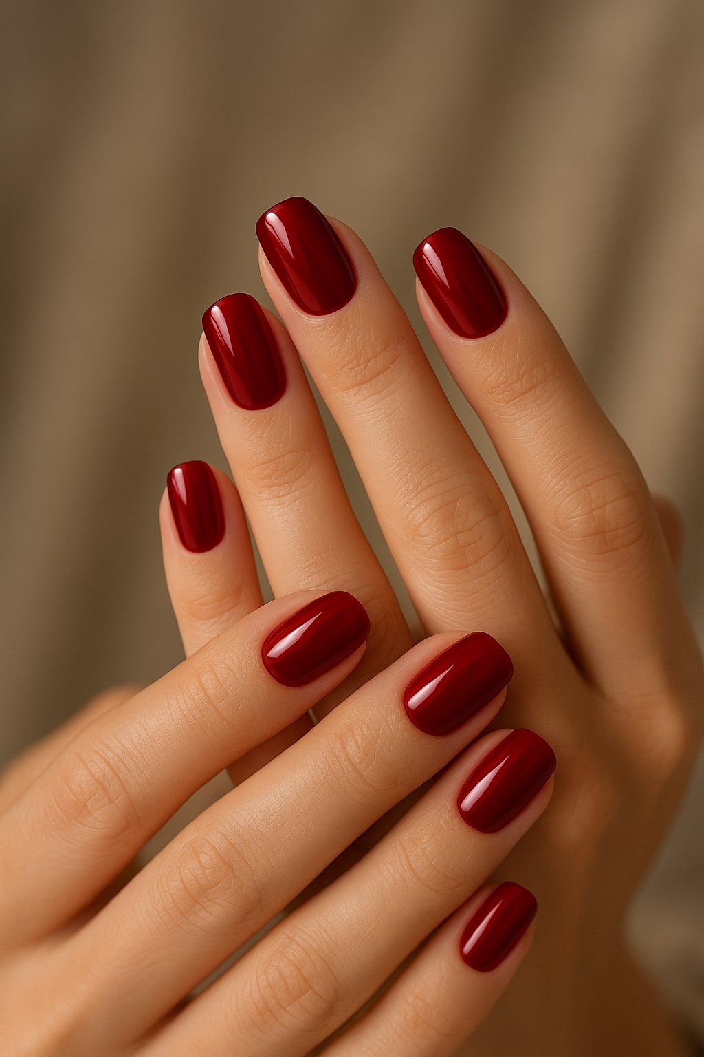 Red Wine Press-On Nails – Glossy Classic Square Finish.