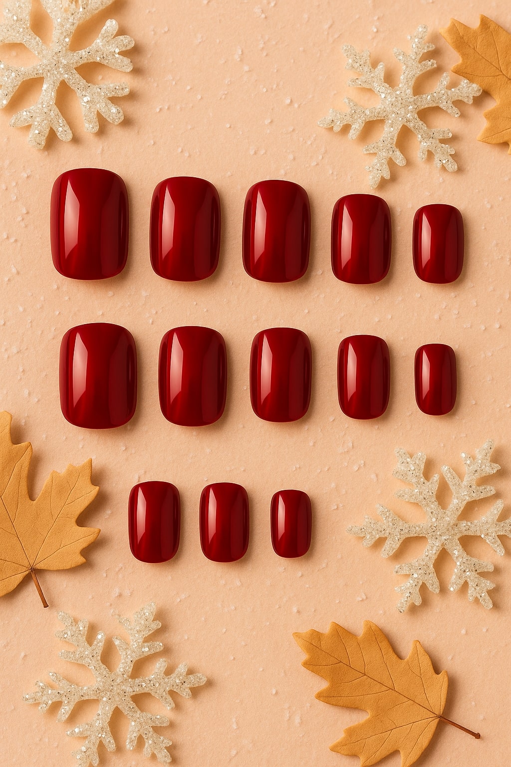 Red Wine Press-On Nails – Glossy Classic Square Finish.